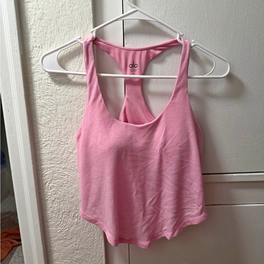 ALO Yoga Pink Ribbed Racerback Tank size M